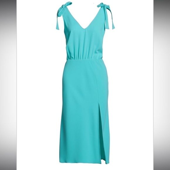 Amanda Uprichard Josephina Slit Blouson Midi Dress in Turquoise NWT Medium - Picture 4 of 9